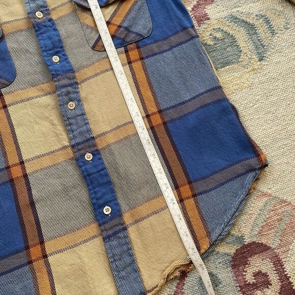 LVC Short Horn Flannel Shirt Levi's Vintage Clothing Blue Plaid Small Cotton - Picture 7 of 8